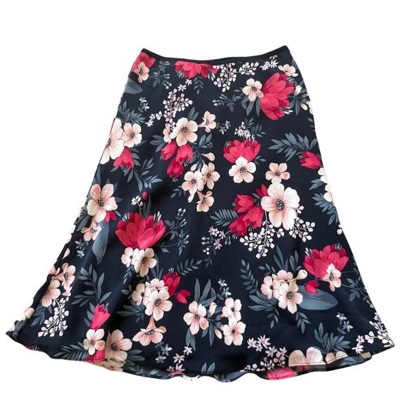 Ann Taylor Dresses & Skirts - Ann Taylor Low Waist Y2k Floral Red Fairy Cottagecore A Line Midi Women Skirt 6